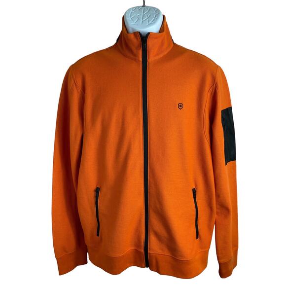 Victorinox Tailored Fit Full Zip Jacket Mens Size M Orange Sweatshirt - Picture 6 of 10
